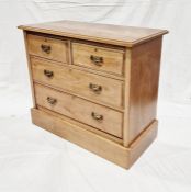 Pine chest of two short and two long drawers on a plinth base, 80cm high x 92cm wide x 46cm deep