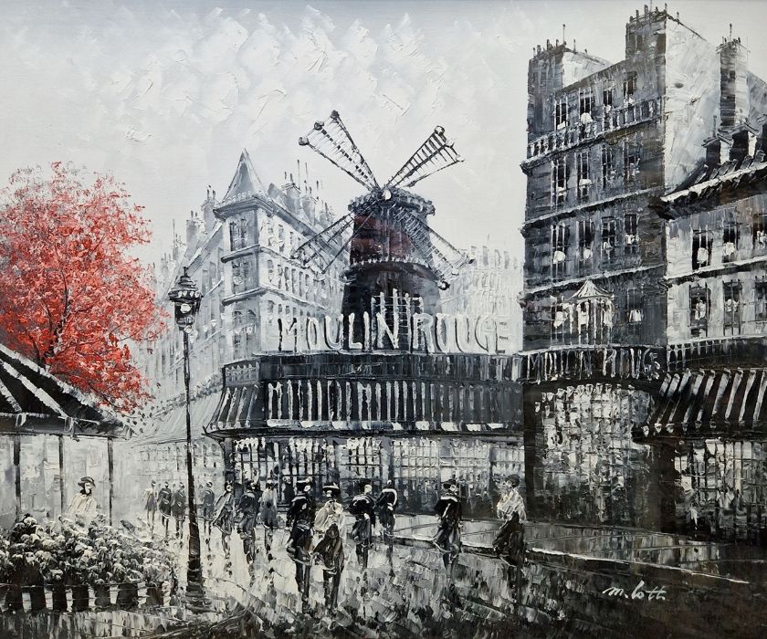 Michelle Roth  Two 20th century oil paintings Traditional Parisian scenes, including Moulin Rouge - Image 2 of 12