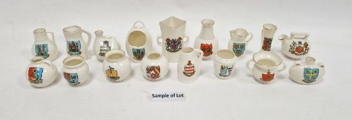 Group of W. H. Goss crested china, printed black marks, the majority being models after historic