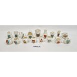 Group of W. H. Goss crested china, printed black marks, the majority being models after historic