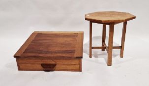 Modern table-top writing desk, 62.5cm wide and a modern octagonal occasional table, 45cm wide a 20th
