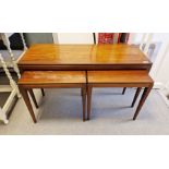 Nest of three mid-20th century mahogany trio occasional tables, probably by Richard Hornby, to