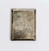 Silver match holder card case, rectangular with chamfered edge, initialled ‘WH’, Birmingham 1929