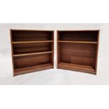 Pair of mid-century teak Nathan bookshelves, each having one fitted shelf and one adjustable