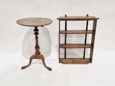 Victorian mahogany tilt-top wine table, raised on tripod cabriole feet, 68cm high and a three-tier