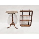 Victorian mahogany tilt-top wine table, raised on tripod cabriole feet, 68cm high and a three-tier