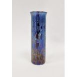 Loetz-style iridescent small cylindrical vase with flared rim, 13.5cm high