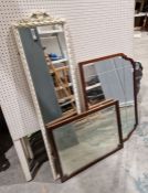Three mirrors two having mahogany frames, another being a hall mirror with white painted framed,
