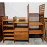 Collection of 1970's teak ladderax for Staples unit and related items to include three sections, a