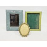 Shagreen-style rectangular picture frame and two other modern picture frames (3)