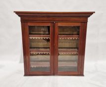 19th century mahogany display cabinet, pair of glazed cupboard doors enclosing four shelves, 118cm