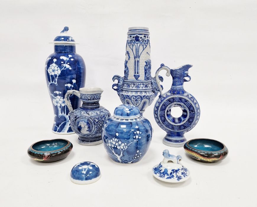 Westerwald blue and grey salt glazed ring jug (20cm), a Westerwald blue and grey salt glazed vase ( - Image 8 of 14
