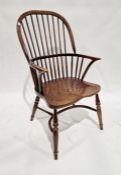 Windsor stickback elbow chair with crinoline stretcher Condition ReportChair appears to be 19th