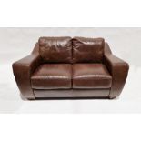 Modern leather upholstered two-seater sofa by Sofa Italia, 68cm high x 152cm wide x 92cm deep