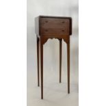 Antique mahogany small cabinet, having two dummy drawers front and back with line inlay and brass