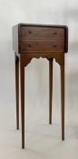 Antique mahogany small cabinet, having two dummy drawers front and back with line inlay and brass