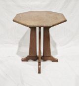 20th century oak octagonal table labelled to underside Hypnos, 57cm high x 52.5cm wide