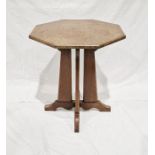 20th century oak octagonal table labelled to underside Hypnos, 57cm high x 52.5cm wide