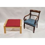19th century mahogany splatback open armchair and an Ikea footstool (2)