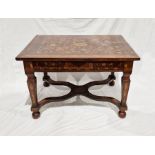 Antique Dutch marquetry inlaid rosewood centre table, highly decorated with inlaid floral motifs,