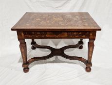Antique Dutch marquetry inlaid rosewood centre table, highly decorated with inlaid floral motifs,