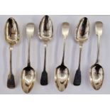 Set of six Victorian silver spoons, London 1838, makers mark WT/RA, 9toz approx.
