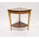 Early 20th century Art Deco-style corner table with burr walnut veneered top and inlaid marquetry