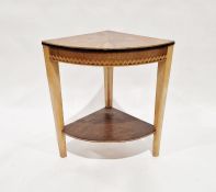 Early 20th century Art Deco-style corner table with burr walnut veneered top and inlaid marquetry