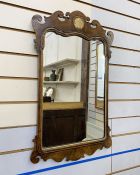 Chippendale-style gilt and mahogany wall mirror, having scroll pediment, with gilt shell decoration,