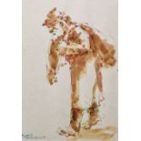 Roland Batchelor (1889-1990) Watercolour "On His Way (2)" depicting elderly gentleman, signed