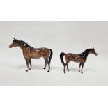 Two Beswick models of horses, 18cm and 16cm high (2)