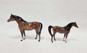 Two Beswick models of horses, 18cm and 16cm high (2)