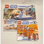 Three boxed Lego Star Wars sets to include 8018 Armoured Assault Tank (AAT), 8015 Assassin Droids