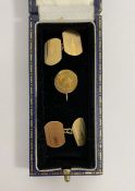 Pair of 9ct gold cufflinks, 2g approx. and a ECC Ltd long service 9ct gold pin, 1g approx. (2)