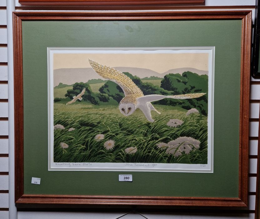 John Tennent (20th century school) Limited edition print  "Hunting Barn Owls", no.7/60, signed to - Image 2 of 6