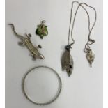 Assortment of silver and white metal jewellery, to include an early 20th century Art Nouveau