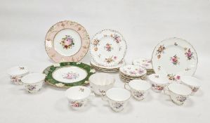 Royal Crown Derby porcelain part tea service, floral spray decorated, viz:- eight teacups, six