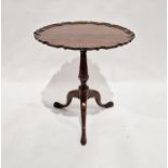 19th century mahogany tilt-top occasional table with scalloped edge, raised upon tri-pod supports