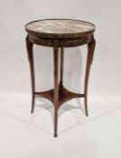 Louis XVI-style French gueridon with circular brass-mounted marble top and undertier, 75.5 cms h.x