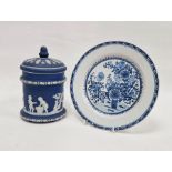 Late 19th century Wedgwood Jasperware lidded jar in cobalt/dark blue colourway, 21cm, together