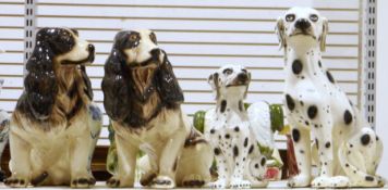 Two ceramic models of Dalmatians and two ceramic models of spaniels (4)