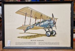 Four prints of biplanes and triplanes to include Sopwith Triplane, Nieuport Nighthalk etc. a