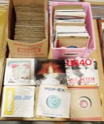 Two boxes of 12" singles with three boxes of 7" versions, mostly soul and disco, with some