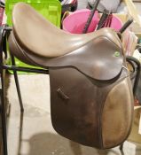 Albion large general purpose saddle in black and a brown Exselle general purpose saddle (2)