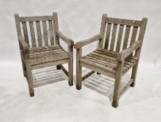 Set of eight wooden garden chairsCondition ReportChairs are weathered with accretions and moss in