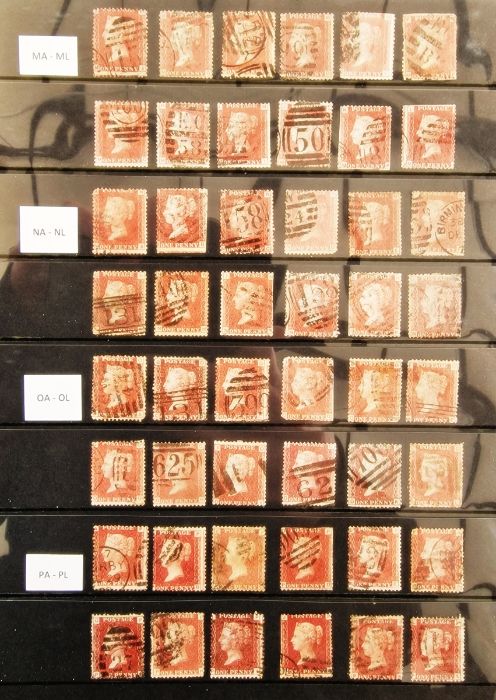 GB QV 1d red (line engraved) 1864-79 issues in complete plate position collection AA-TL, 240 used - Image 4 of 5