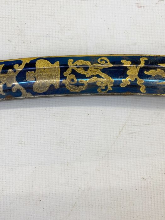 1803 pattern officer's sabre with ornate gilt engraved blued blade, pierced brass hand guard and - Image 14 of 26