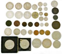 Quantity of worldwide and UK coins, Festival of Britain 1951, various crowns and enamel medallion '