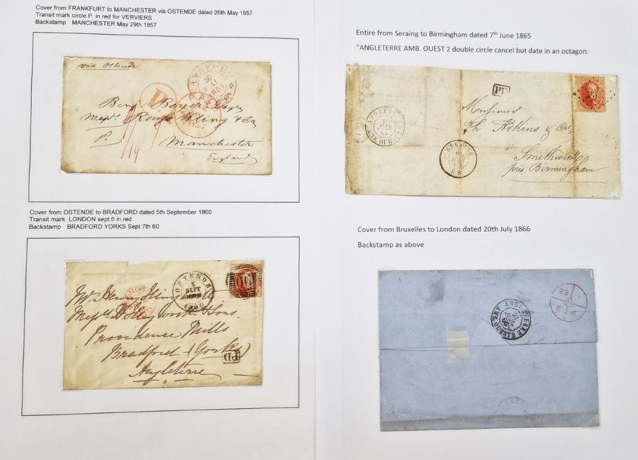 Belgium: cross-channel mail and postal history collection 1731 to 1946, in black folder, 70+ - Image 4 of 16