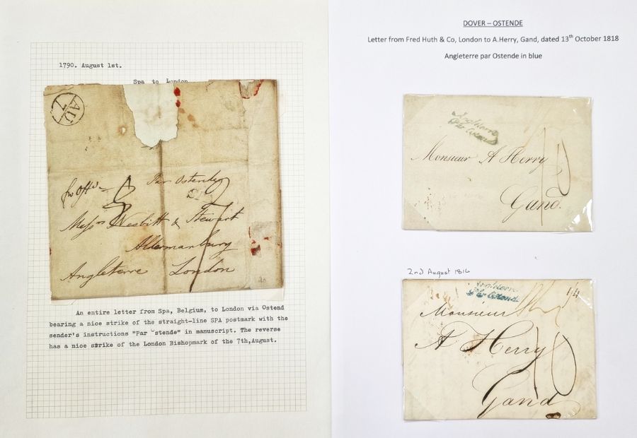 Belgium: cross-channel mail and postal history collection 1731 to 1946, in black folder, 70+ - Image 10 of 16